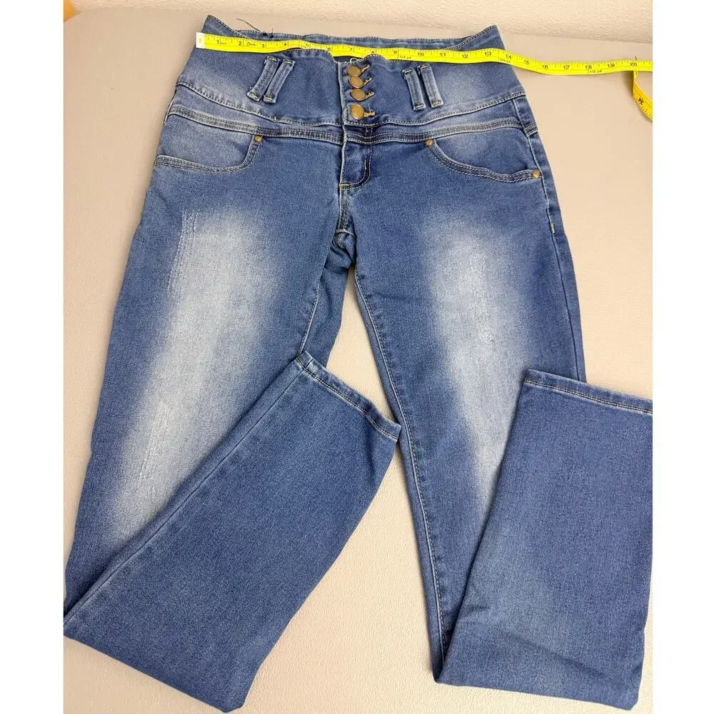 Pink Label Denim Co High Rise Skinny Jeans Size 8 Stretch Blue Denim